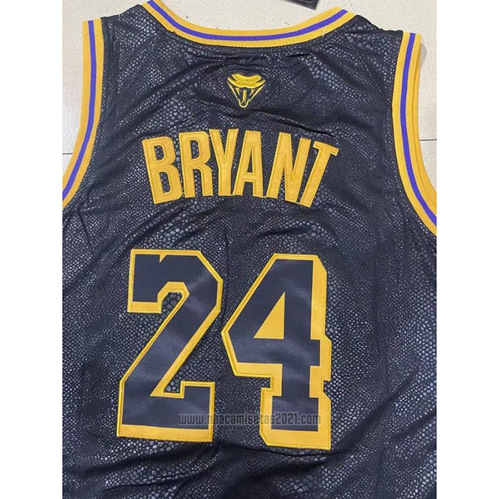 Camiseta Los Angeles Lakers Kobe Bryant #24 Black Mamba Snakeskin Negro